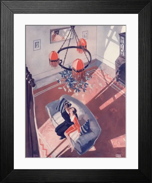 Framed Print : Kissing under the mistletoe by Vernon Ward Framed Print : Kissing under the mistletoe by Vernon Ward