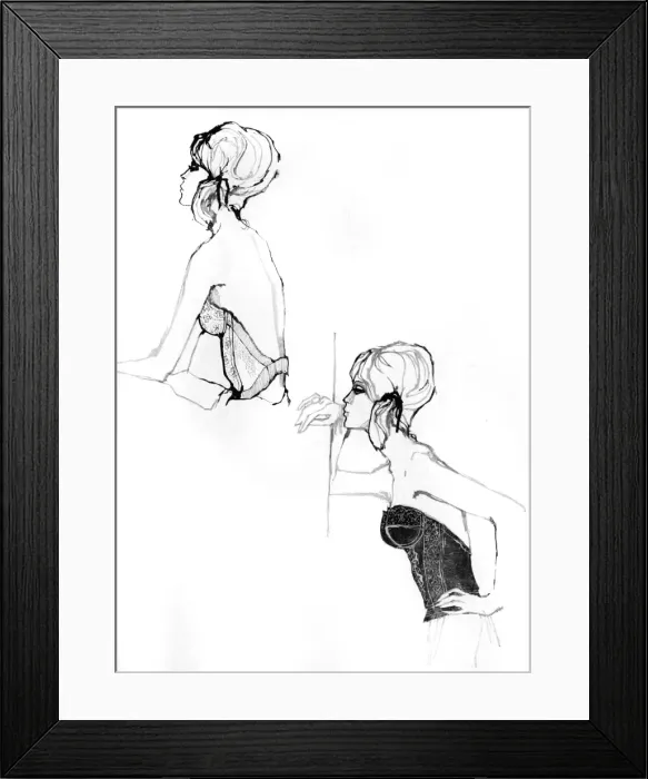 Framed Print : Underwear for 1962 drawn by Barbara Hulanicki Framed Print : Underwear for 1962 drawn by Barbara Hulanicki