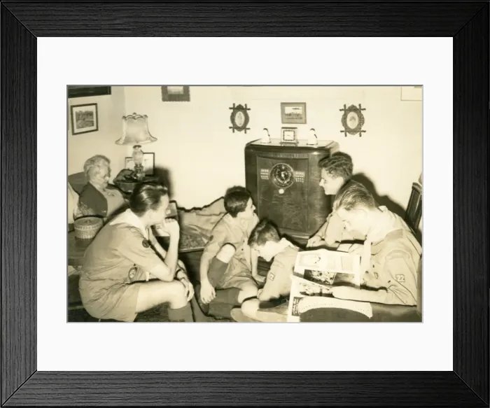 Framed Print : American Scouts listening to the radio Framed Print : American Scouts listening to the radio