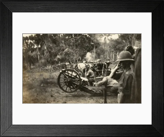 Framed Print : British gun battery in action, Cameroon, Africa, WW1 Framed Print : British gun battery in action, Cameroon, Africa, WW1