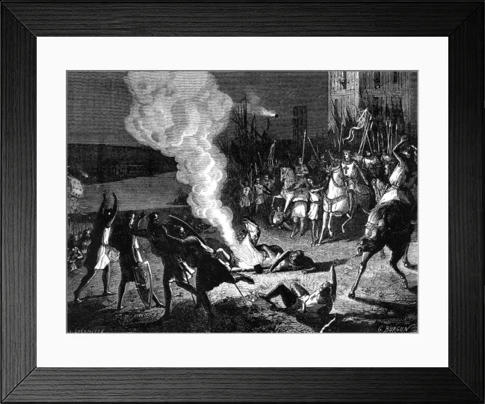 Framed Print : Greek fire used by Saracens, 1248 Framed Print : Greek fire used by Saracens, 1248