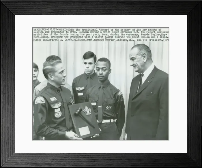 Framed Print : Scout ceremony with President Johnson Framed Print : Scout ceremony with President Johnson