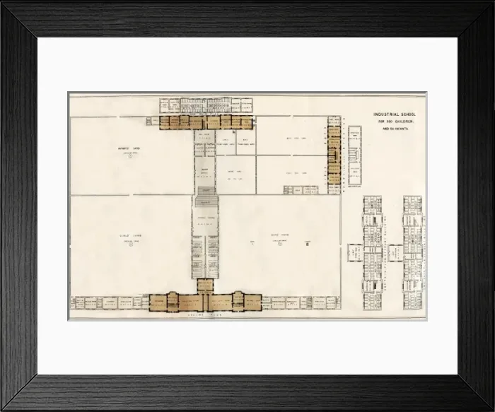 Framed Print : Model Industrial School - plan Framed Print : Model Industrial School - plan