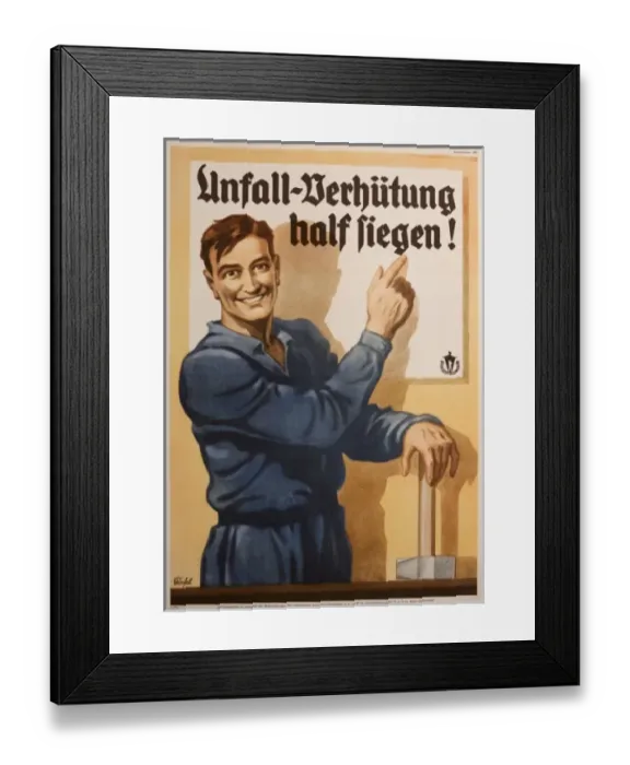 Framed Print : German poster, accident prevention at work Framed Print : German poster, accident prevention at work