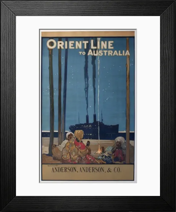 Framed Print : Poster advertising Orient Line cruises to Australia Framed Print : Poster advertising Orient Line cruises to Australia