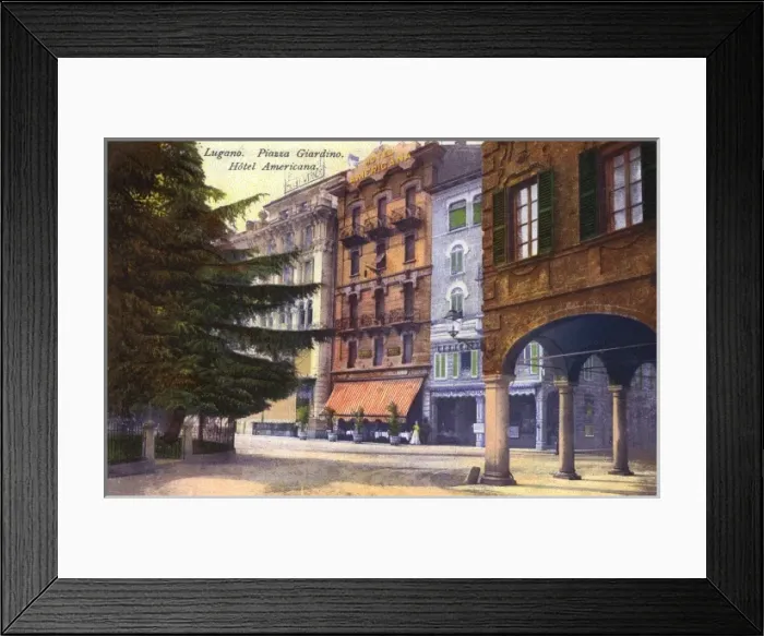 Framed Print : Lugano, Switzerland - Piazza Giardino Framed Print : Lugano, Switzerland - Piazza Giardino