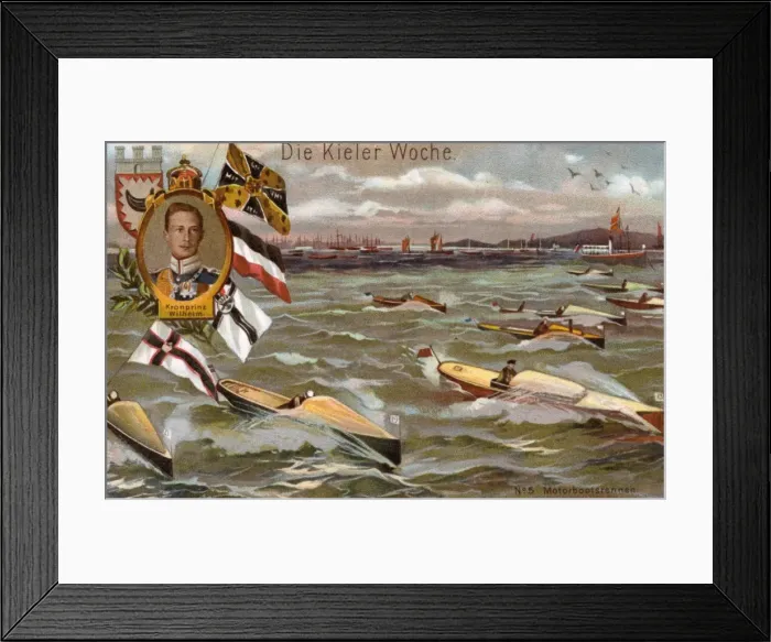Framed Print : Motorboat Race in Kiel Harbour Framed Print : Motorboat Race in Kiel Harbour