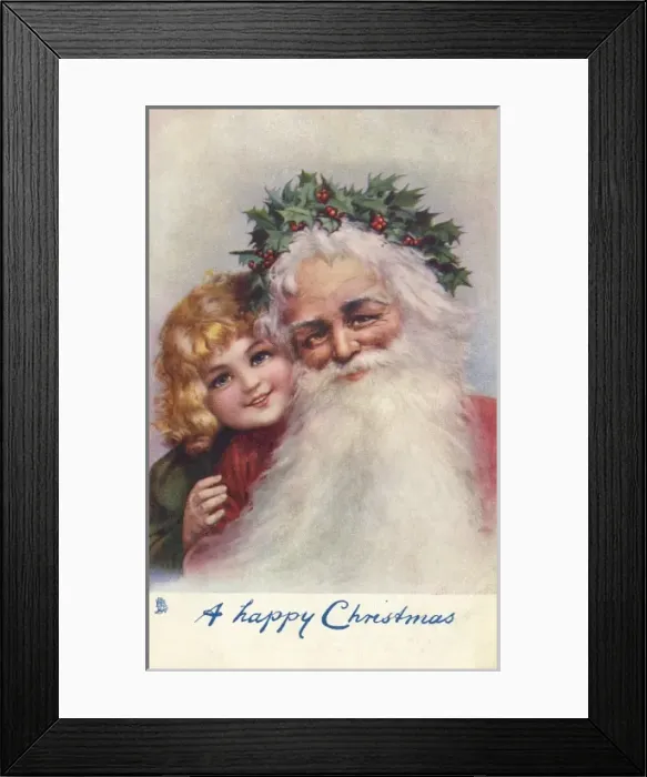 Framed Print : Father Cristmas and young girl Framed Print : Father Cristmas and young girl