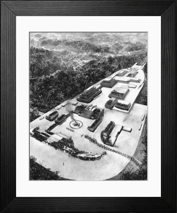 Framed Print : Lubaantun archaeology - reconstruction of the citadel Framed Print : Lubaantun archaeology - reconstruction of the citadel