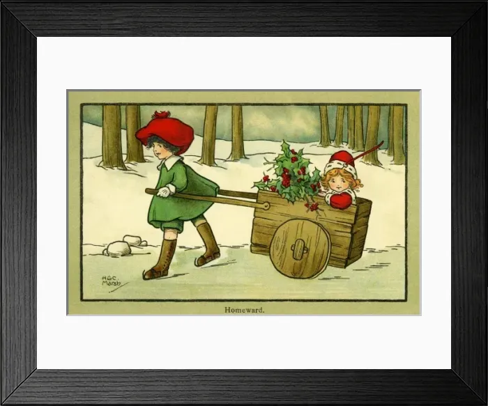 Framed Print : Homeward -- pulling a cart through the snow Framed Print : Homeward -- pulling a cart through the snow