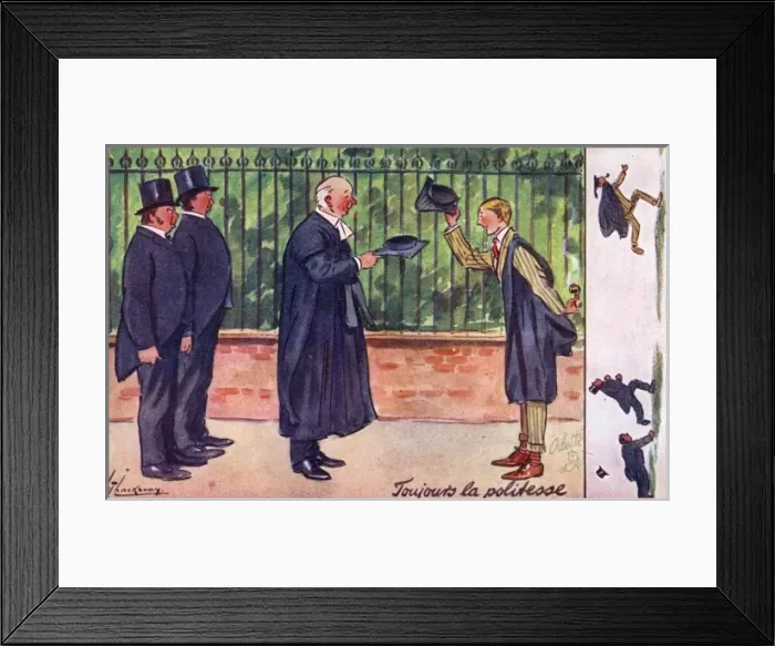 Framed Print : Young Oxford Student, College Master and Bulldogs Framed Print : Young Oxford Student, College Master and Bulldogs
