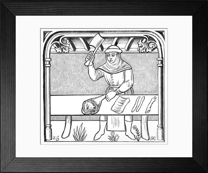 Framed Print : Butcher prepares meat Framed Print : Butcher prepares meat
