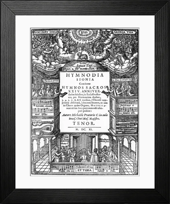 Framed Print : Hymnodia Sionia by Praetorius, 1611 Framed Print : Hymnodia Sionia by Praetorius, 1611