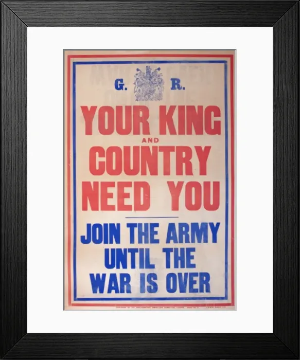 Framed Print : Poster, Your King and Country Need You Framed Print : Poster, Your King and Country Need You