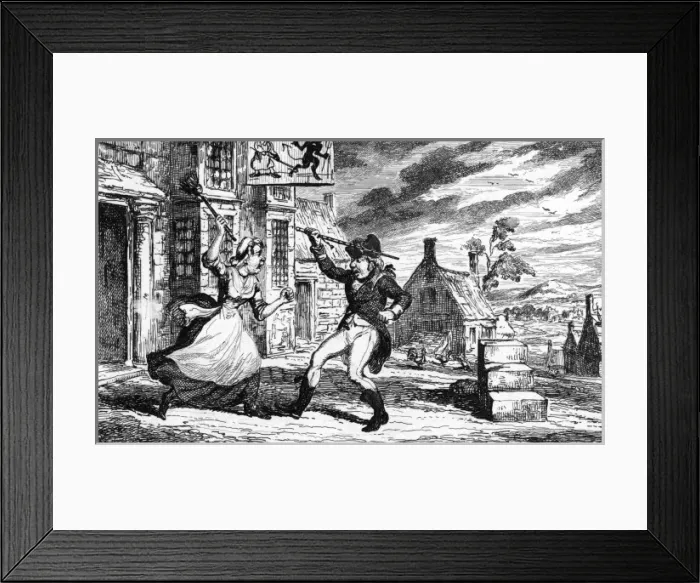 Framed Print : Fight between a landlady and soldier Framed Print : Fight between a landlady and soldier