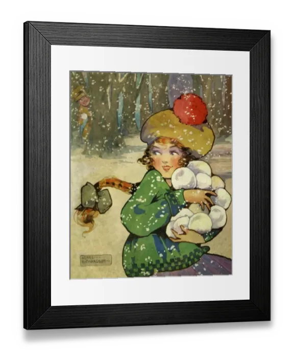 Framed Print : Girl with snowballs Framed Print : Girl with snowballs