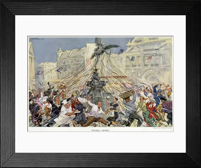 Framed Print : People dancing the maypole round Eros in Piccadilly Framed Print : People dancing the maypole round Eros in Piccadilly