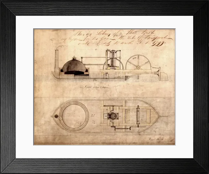 Framed Print : Sketch of a steamboat for the Bridgewater canal Framed Print : Sketch of a steamboat for the Bridgewater canal