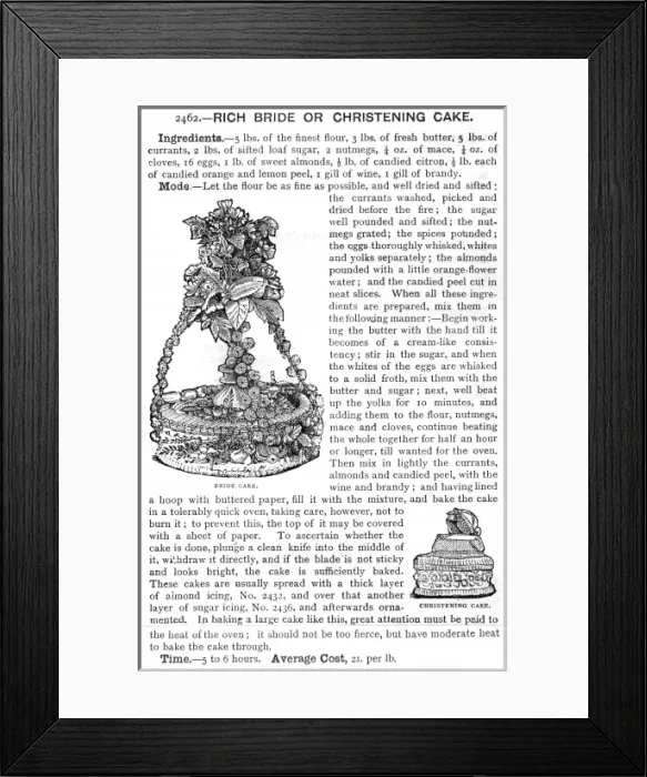 Framed Print : Mrs Beetons rich bride or christening cake, 1891 Framed Print : Mrs Beetons rich bride or christening cake, 1891
