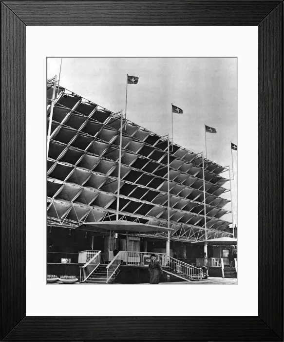 Framed Print : Canvas and aluminium screen, Festival of Britain, London Framed Print : Canvas and aluminium screen, Festival of Britain, London