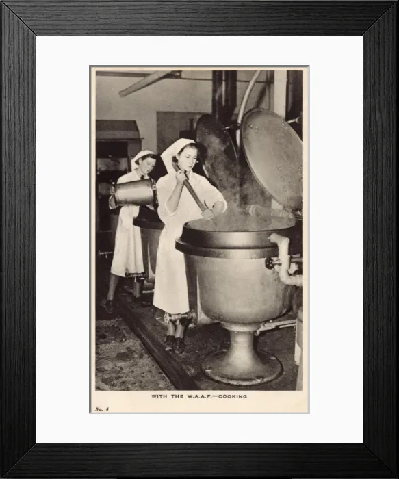 Framed Print : Members of the W. A. A. F. cooking Framed Print : Members of the W. A. A. F. cooking