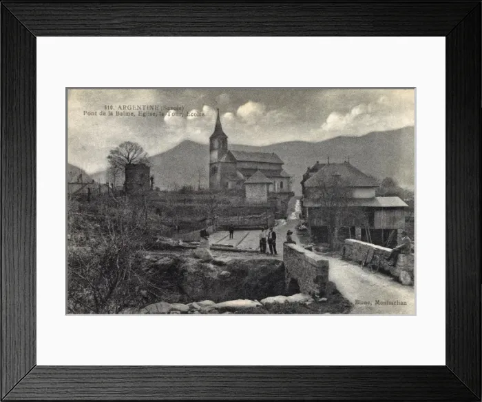 Framed Print : Argentine, France - Pont de La Balme & Church Framed Print : Argentine, France - Pont de La Balme & Church