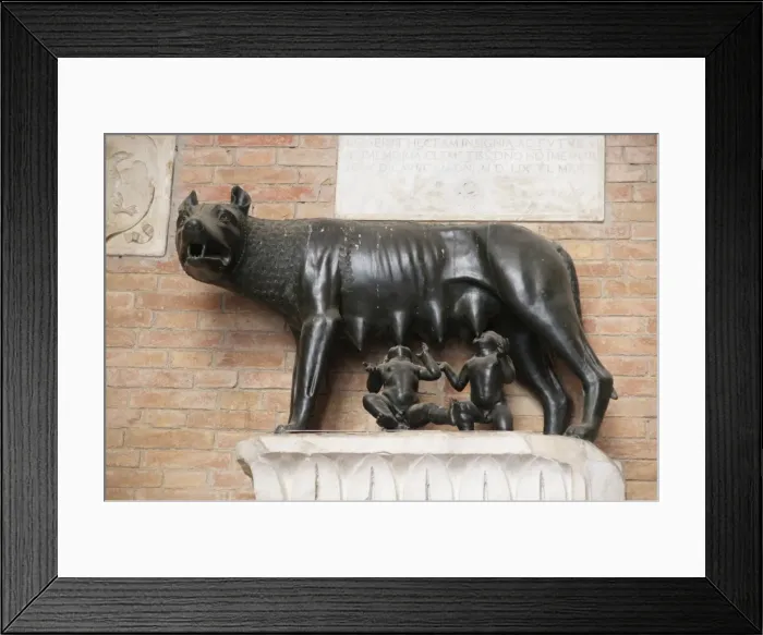 Framed Print : She-wolf suckles the boys Romulus and Remus Framed Print : She-wolf suckles the boys Romulus and Remus