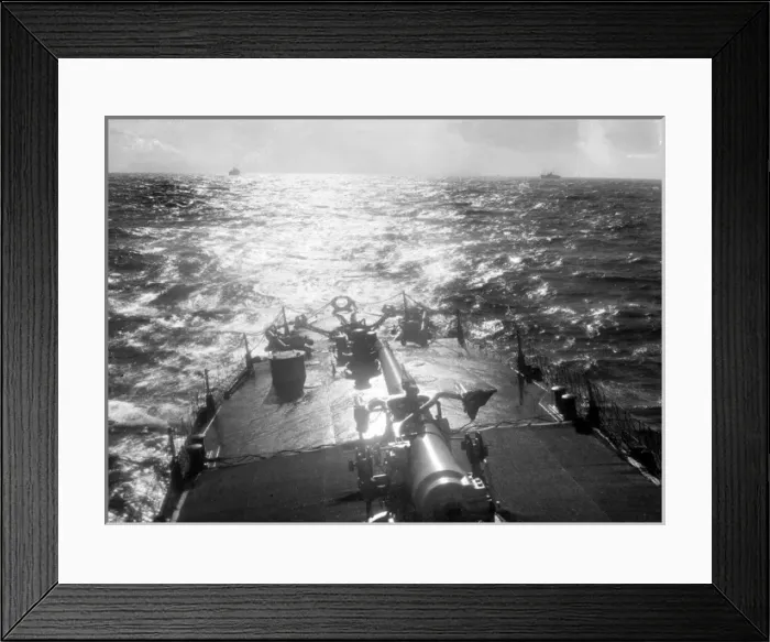 Framed Print : View of a calm sea from a British warship, WW1 Framed Print : View of a calm sea from a British warship, WW1