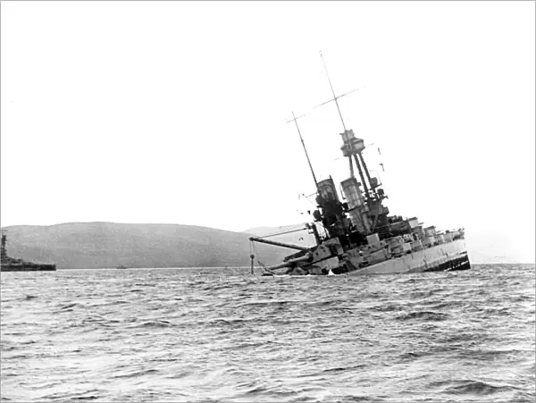 SMS Bayern sinking after being scuttled, Scapa Flow, WW1