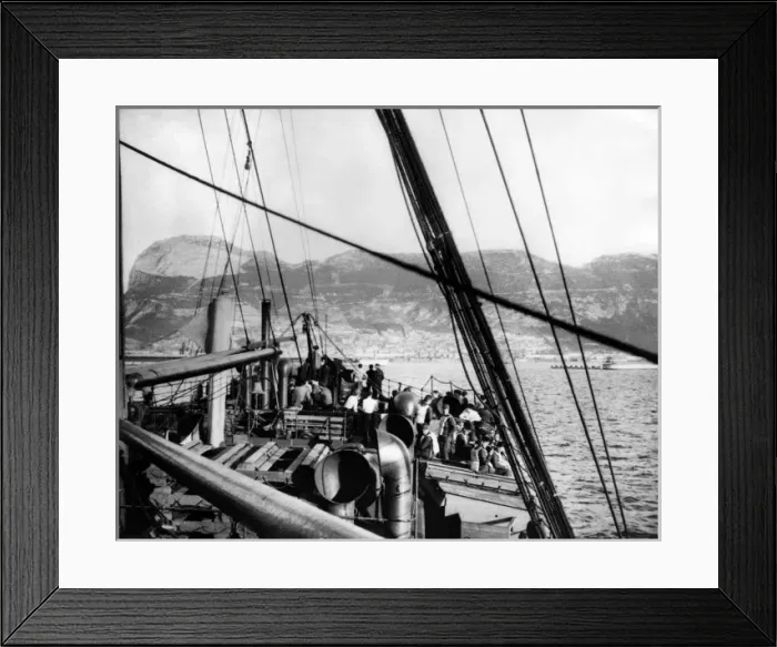 Framed Print : SS Saxon off Gibraltar, WW1 Framed Print : SS Saxon off Gibraltar, WW1