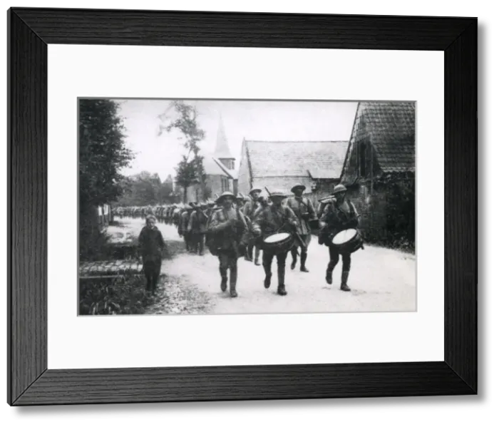 Framed Print : Portuguese infantry marching through Saint-Floris, WW1 Framed Print : Portuguese infantry marching through Saint-Floris, WW1