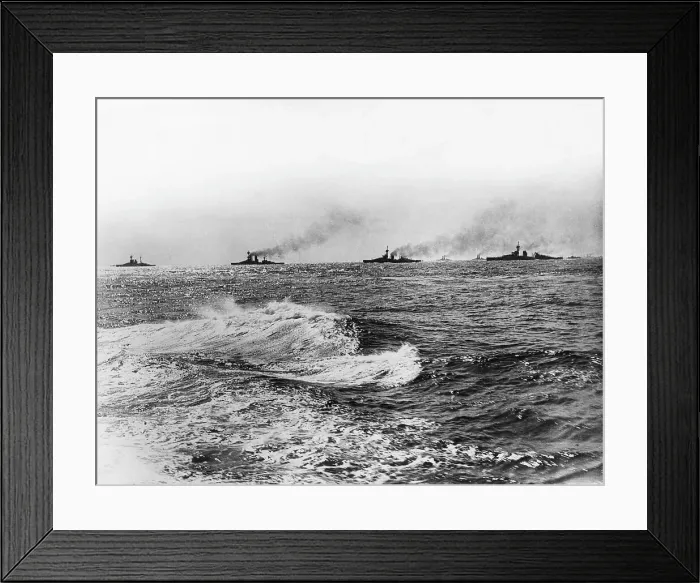 Framed Print : Four British battleships at sea, WW1