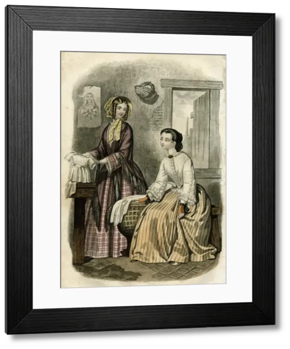 Framed Print : Two women in the latest French fashions Framed Print : Two women in the latest French fashions
