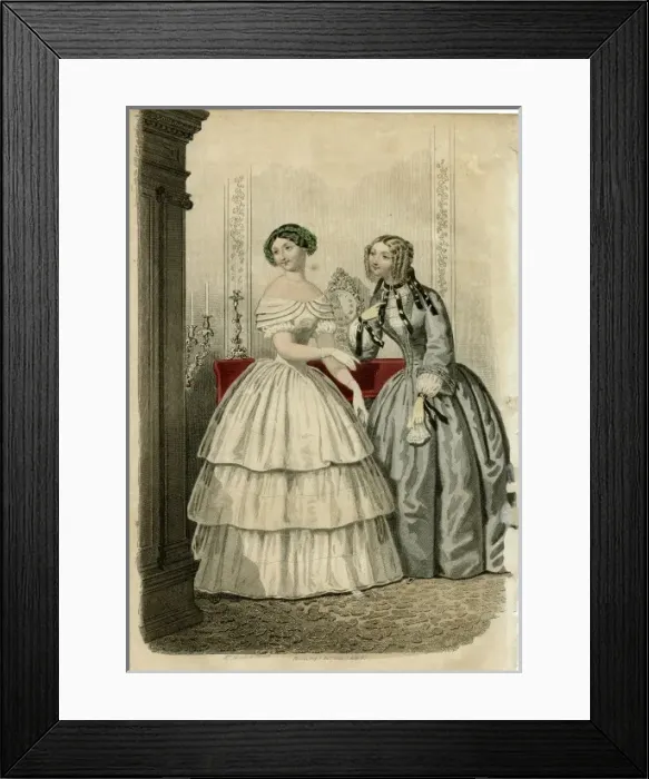 Framed Print : Two women in the latest French fashions Framed Print : Two women in the latest French fashions
