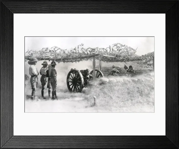 Framed Print : British battery in action, Samarra, WW1 Framed Print : British battery in action, Samarra, WW1