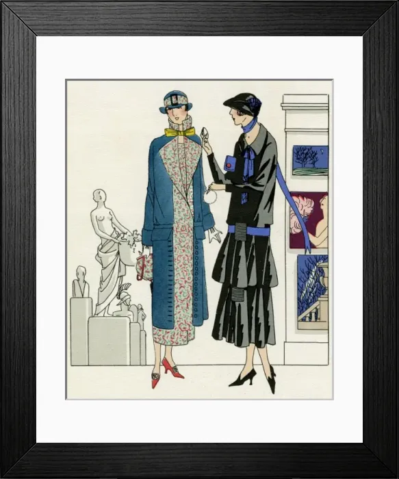 Framed Print : Two women in outfits by Bernard and Premet Framed Print : Two women in outfits by Bernard and Premet