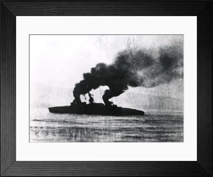 Framed Print : Giuseppe Garibaldi cruiser sinking in Adriatic, WW1 Framed Print : Giuseppe Garibaldi cruiser sinking in Adriatic, WW1