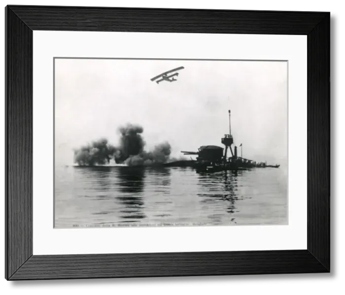 Framed Print : Italian naval action with aeroplane overhead, WW1 Framed Print : Italian naval action with aeroplane overhead, WW1