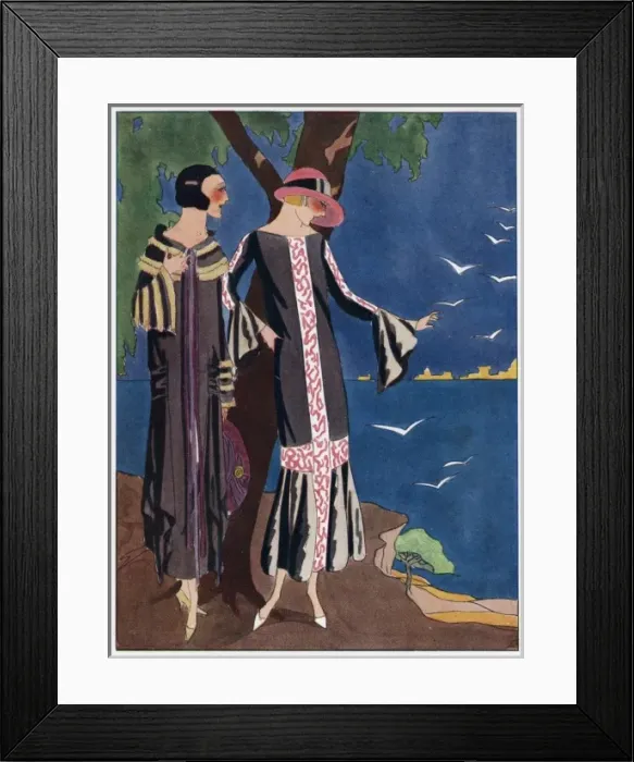 Framed Print : Two ladies in evening dresses by Drecoll Framed Print : Two ladies in evening dresses by Drecoll