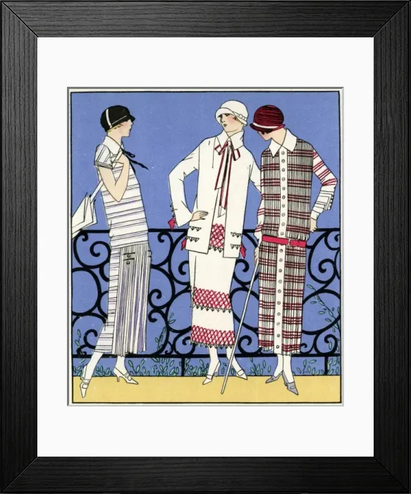 Framed Print : Three sports outfits by Jean Patou and Bernard Framed Print : Three sports outfits by Jean Patou and Bernard