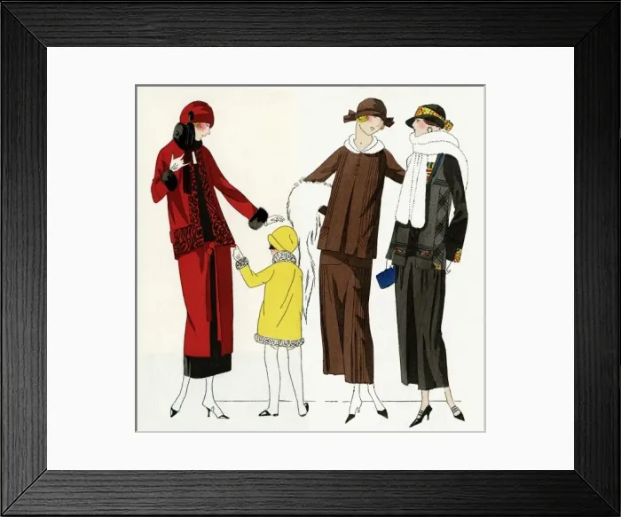 Framed Print : Three women and girl in outdoor clothes Framed Print : Three women and girl in outdoor clothes