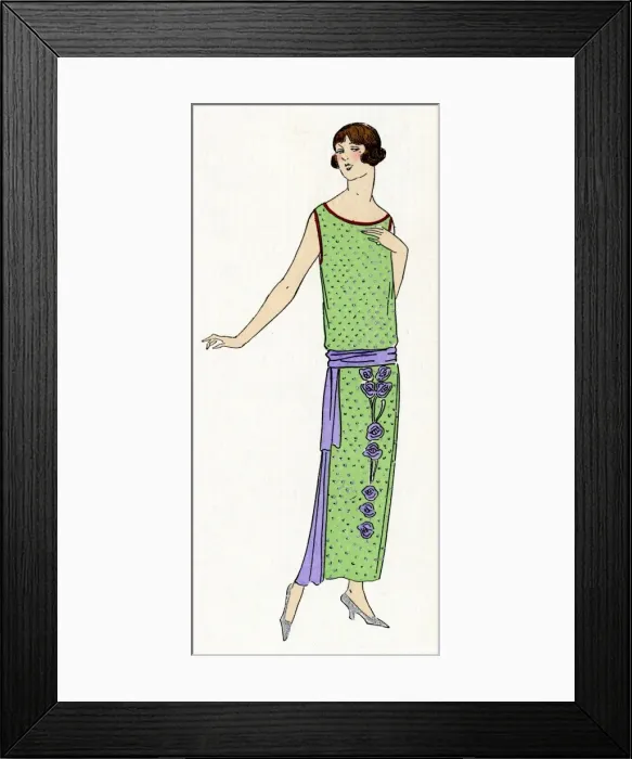 Framed Print : Young lady in green afternoon dress by Molyneux Framed Print : Young lady in green afternoon dress by Molyneux