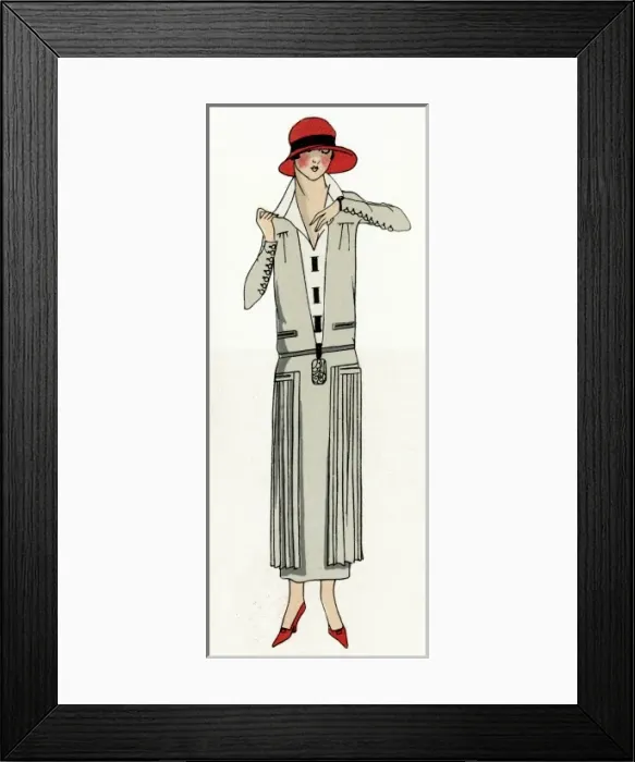 Framed Print : Young lady in grey suit by Jean Patou Framed Print : Young lady in grey suit by Jean Patou