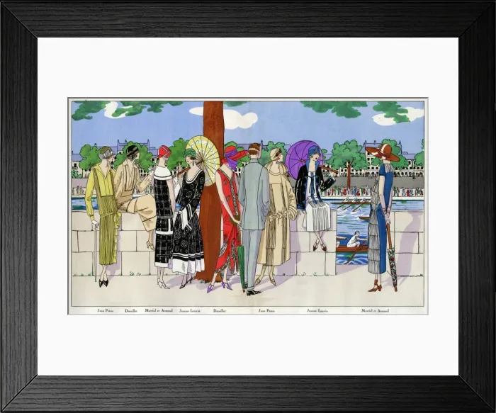 Framed Print : Ladies at a boat race in various summer outfits Framed Print : Ladies at a boat race in various summer outfits
