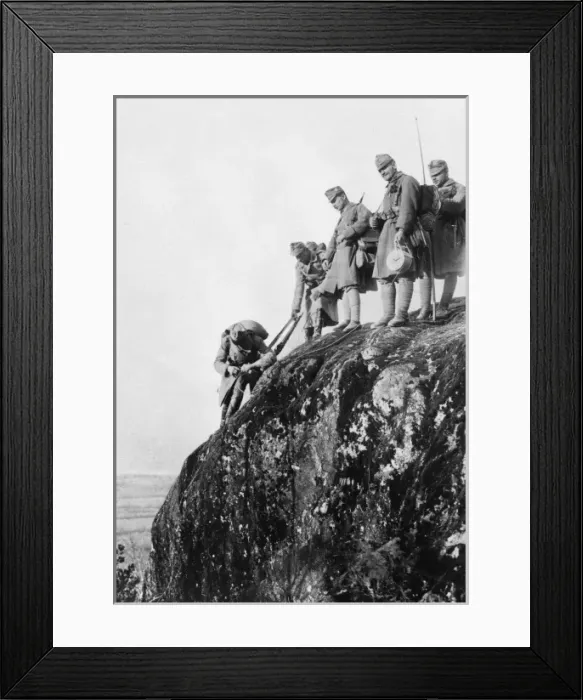 Framed Print : Austro-Hungarian soldiers on a hill, WW1 Framed Print : Austro-Hungarian soldiers on a hill, WW1