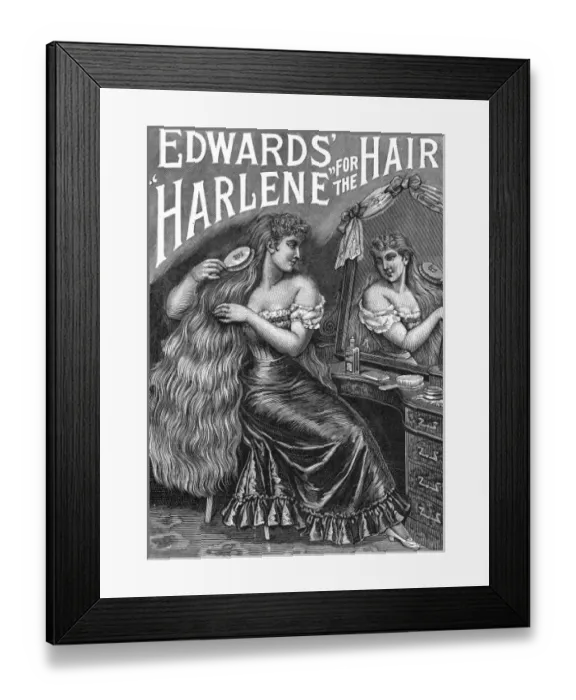 Framed Print : Hair brushing with Edwards Harlene for hair, 1895 Framed Print : Hair brushing with Edwards Harlene for hair, 1895