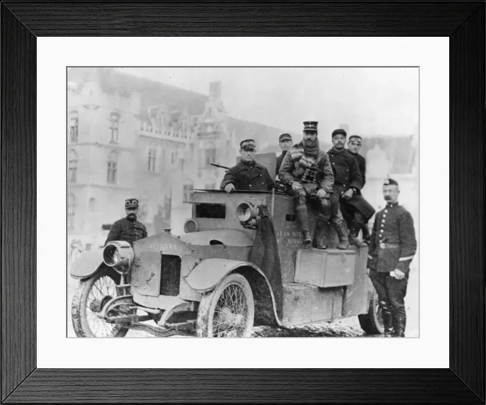Framed Print : Belgian armoured car and crew, WW1 Framed Print : Belgian armoured car and crew, WW1