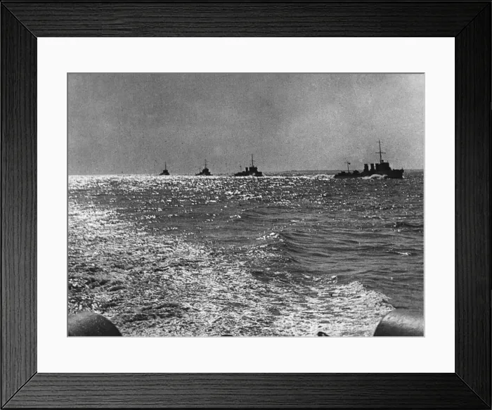 Framed Print : Flotilla of ships off Harwich coast, Essex, WW1 Framed Print : Flotilla of ships off Harwich coast, Essex, WW1