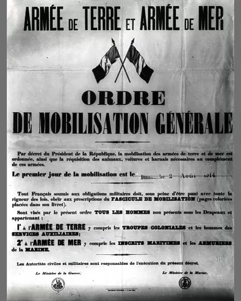 French mobilisation poster, WW1
