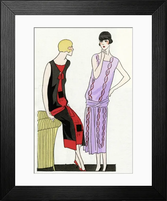 Framed Print : Two young ladies in dresses by Martial et Armand and Worth Framed Print : Two young ladies in dresses by Martial et Armand and Worth